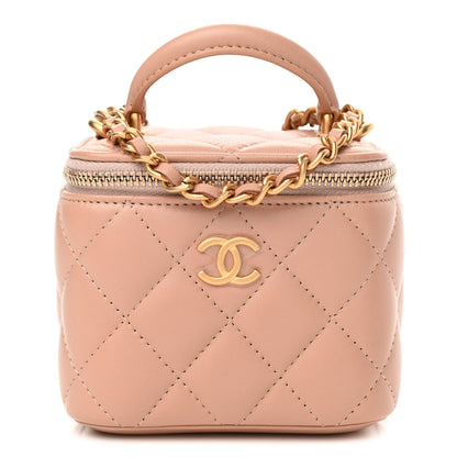 Chanel Lambskin Quilted Top Handle Mini Vanity Case With Chain Beige 1 of 10