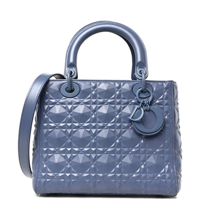 Christian Dior Calfskin Cannage Diamond Cannage Medium Lady Dior Blue 1 of 8