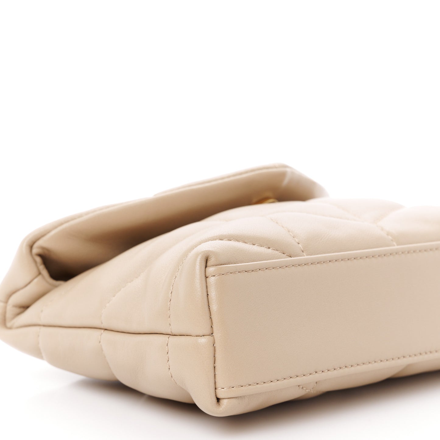 Lambskin Monogram Loulou Puffer Pouch Clutch Dark Beige