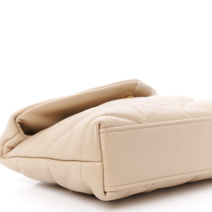 Saint Laurent Lambskin Monogram Loulou Puffer Pouch Clutch Dark Beige 13 of 14