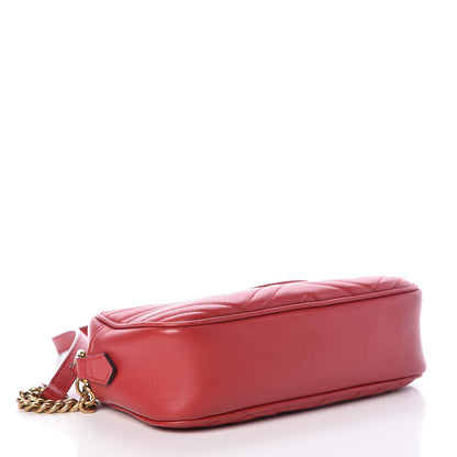 Gucci Calfskin Matelasse Small GG Marmont Chain Shoulder Bag Hibiscus Red 4 of 9