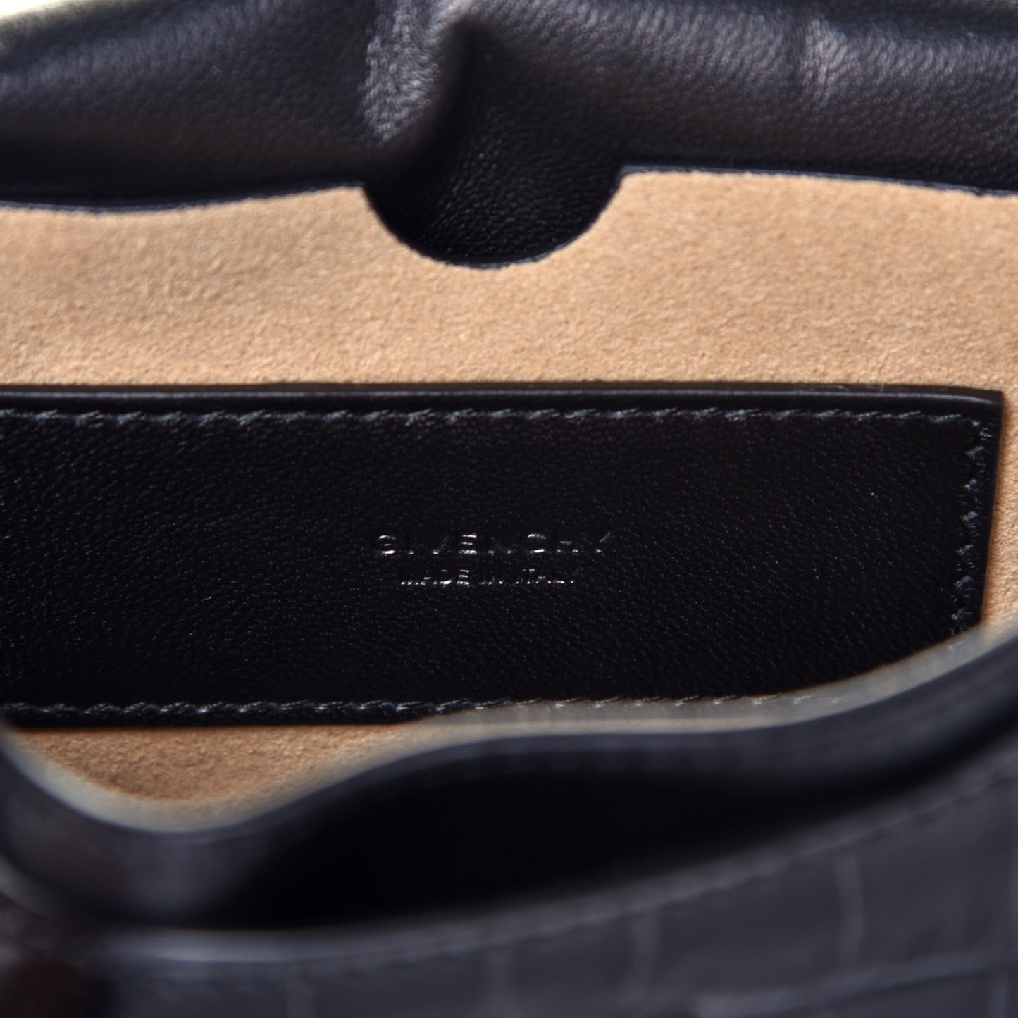 Calfskin Crocodile Embossed GV3 Mini Pocket Convertible Bag Black