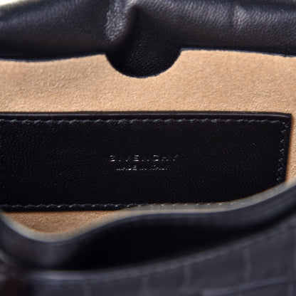 Givenchy Calfskin Crocodile Embossed GV3 Mini Pocket Convertible Bag Black 6 of 8