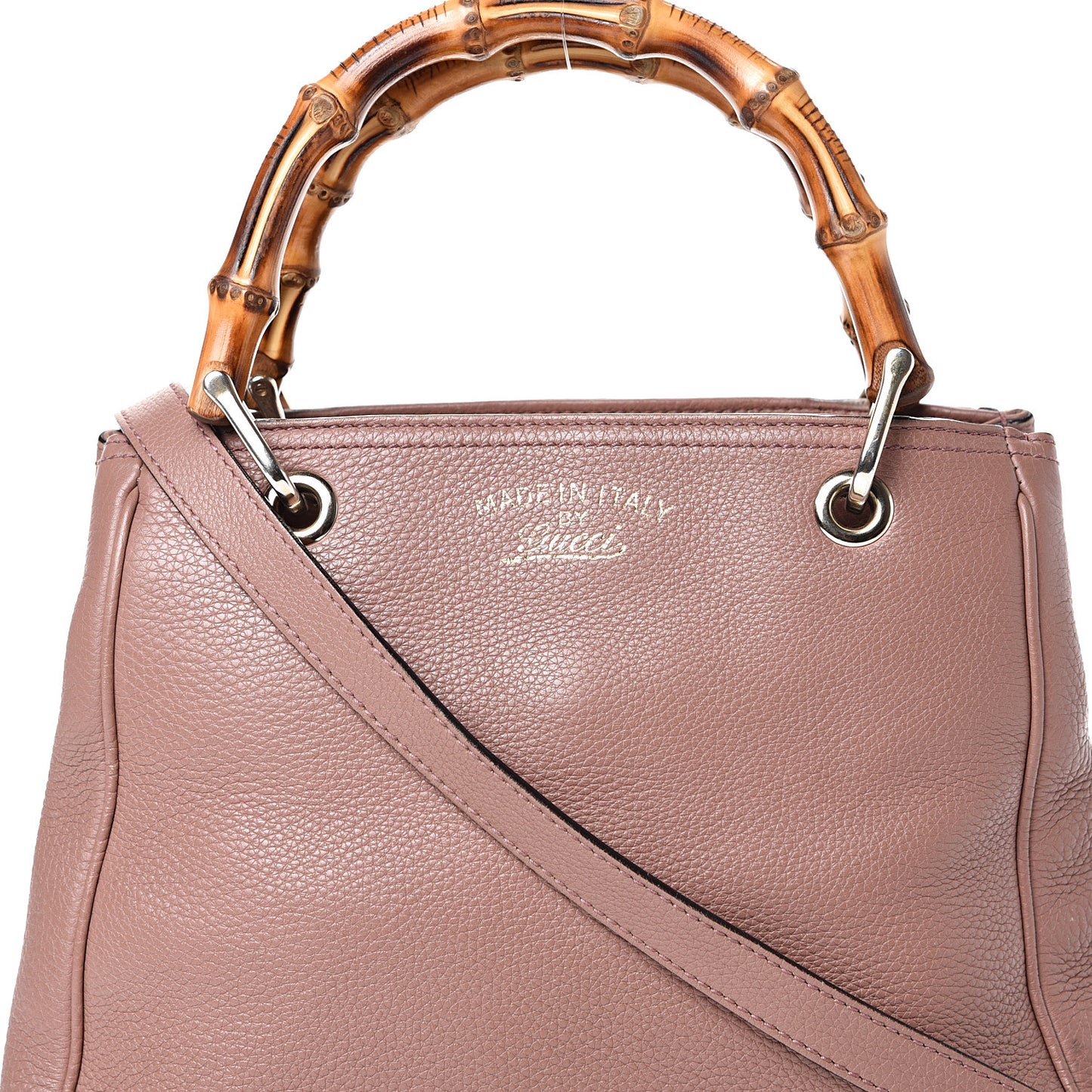 Calfskin Small Bamboo Shopper Tote Dark Cipria