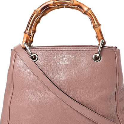 Gucci Calfskin Small Bamboo Shopper Tote Dark Cipria 7 of 17