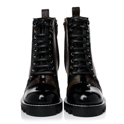 Louis Vuitton Patent Calfskin Monogram Star Trail Ankle Boots 39 Black 2 of 8