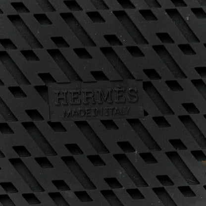 Hermes Suede Goatskin Womens Chypre Sandals 39 Brun Fume Black 8 of 9