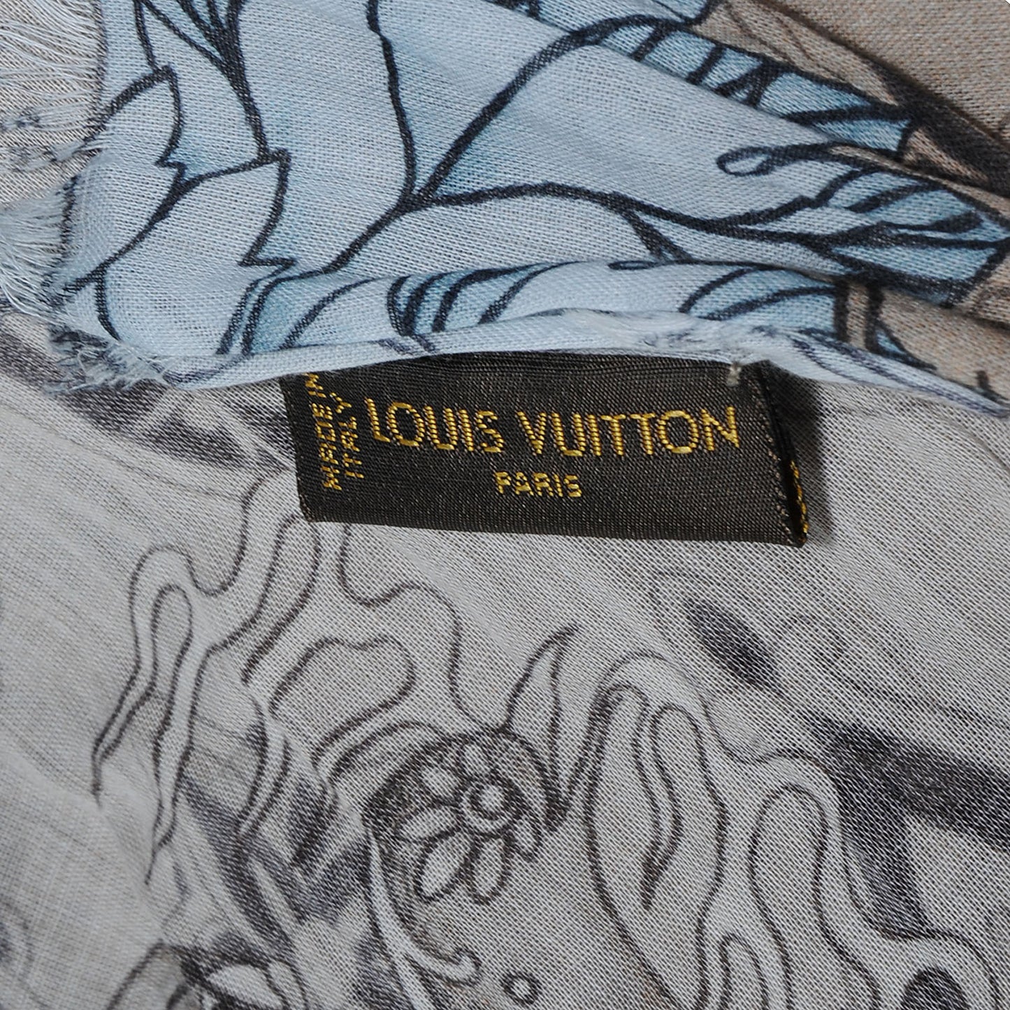 Cotton Etole Tattoo Scarf Kaki