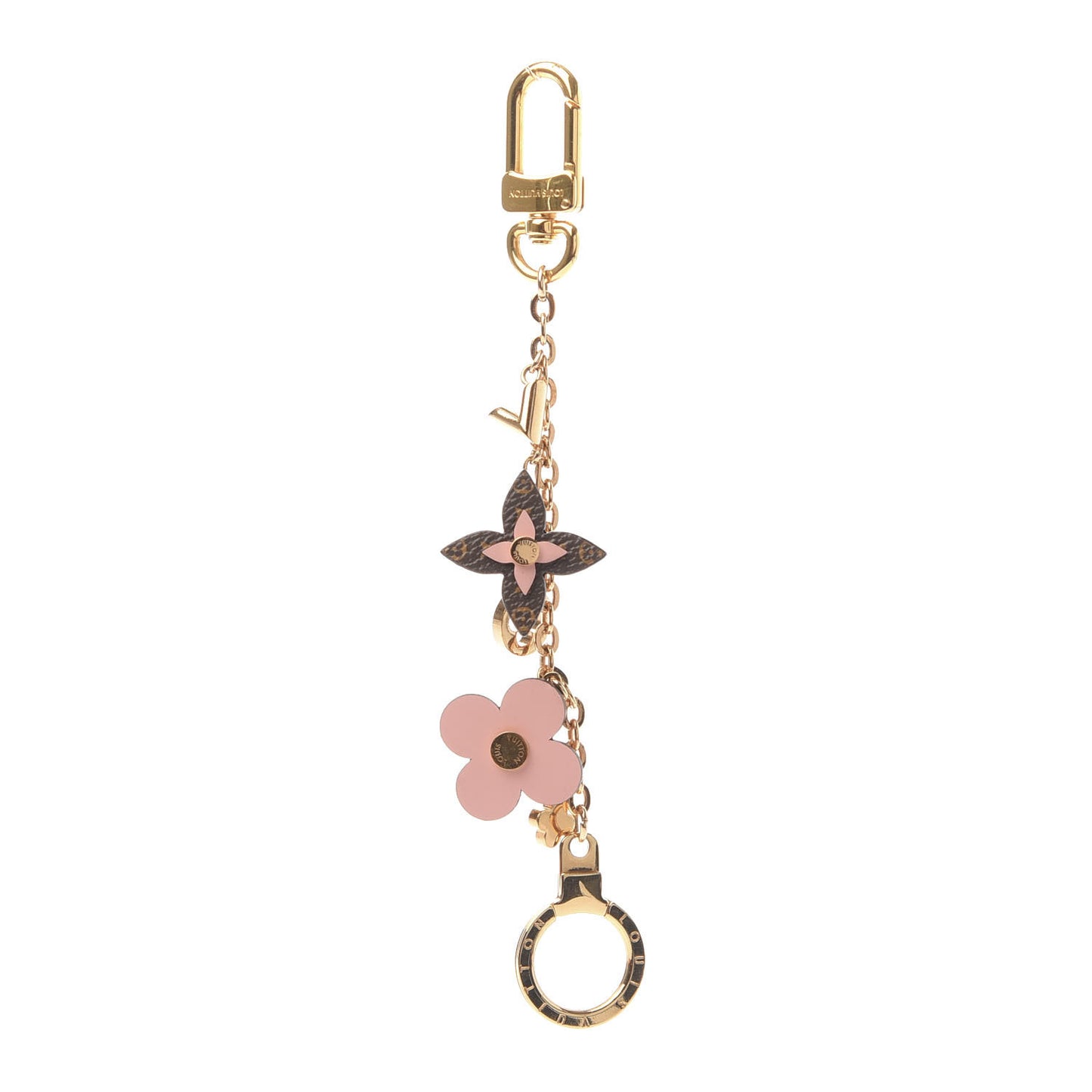 Brass Monogram Blooming Flowers Bag Charm Key Holder Rose Ballerine