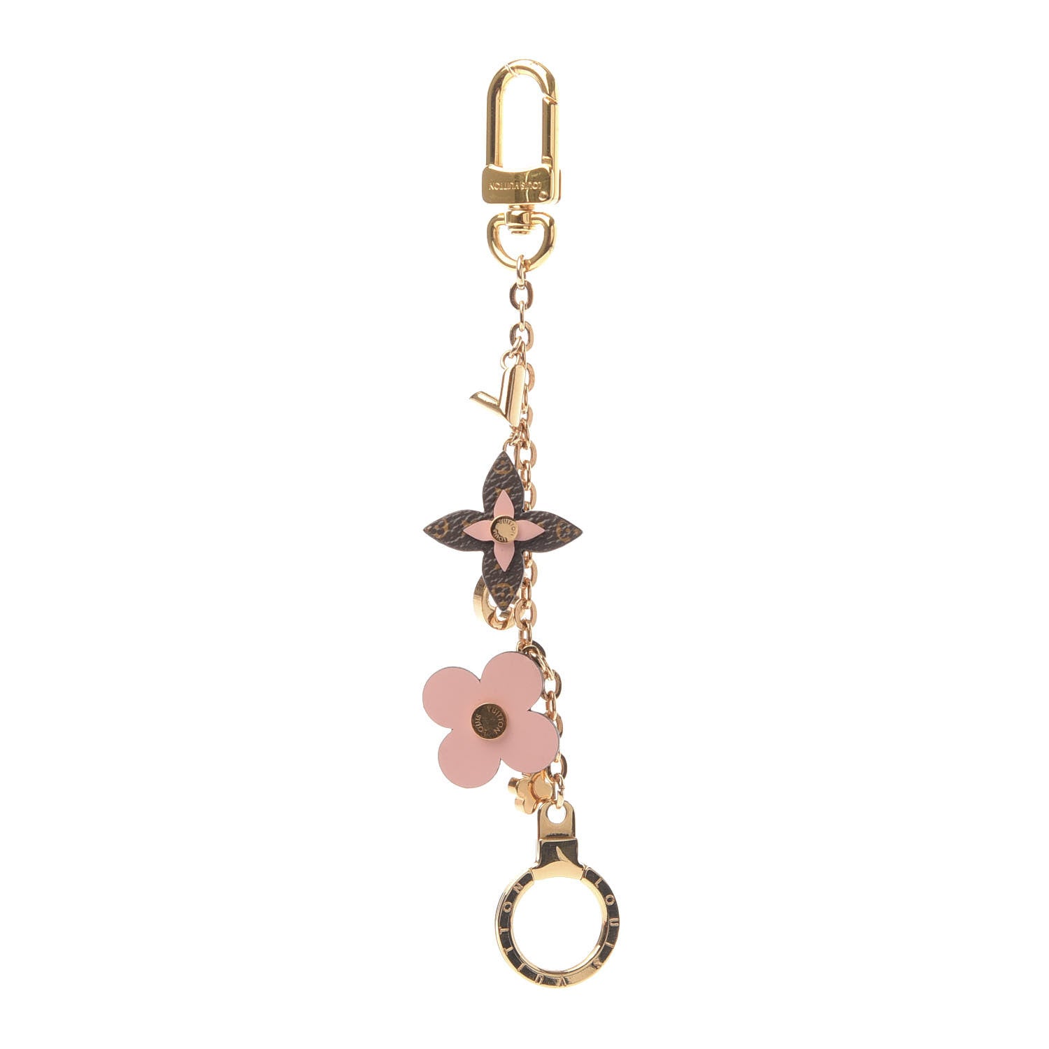 Louis Vuitton Brass Monogram Blooming Flowers Bag Charm Key Holder Rose Ballerine 1 of 4