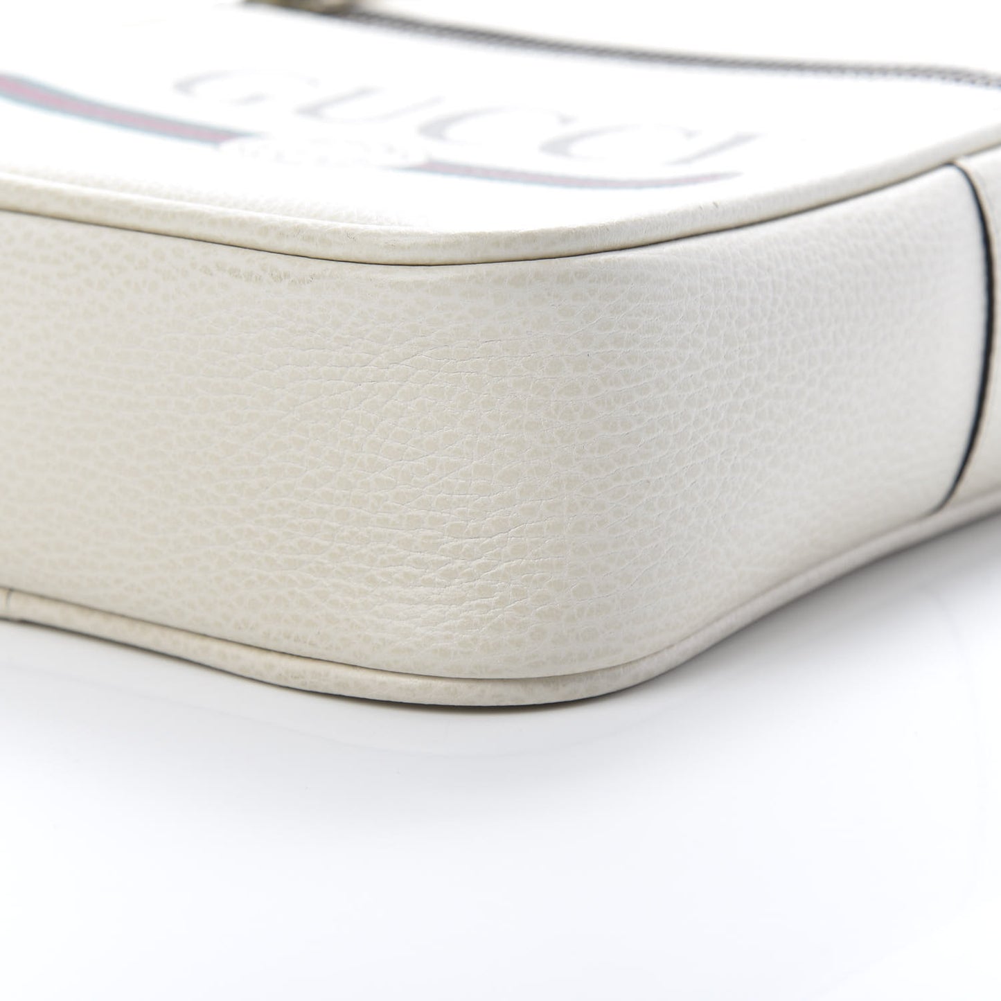 Grained Calfskin Logo Messenger Bag White