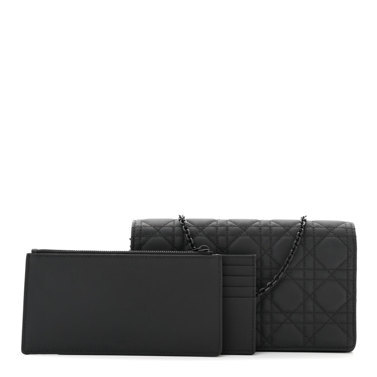 Ultra Matte Calfskin Cannage Lady Dior Clutch Black