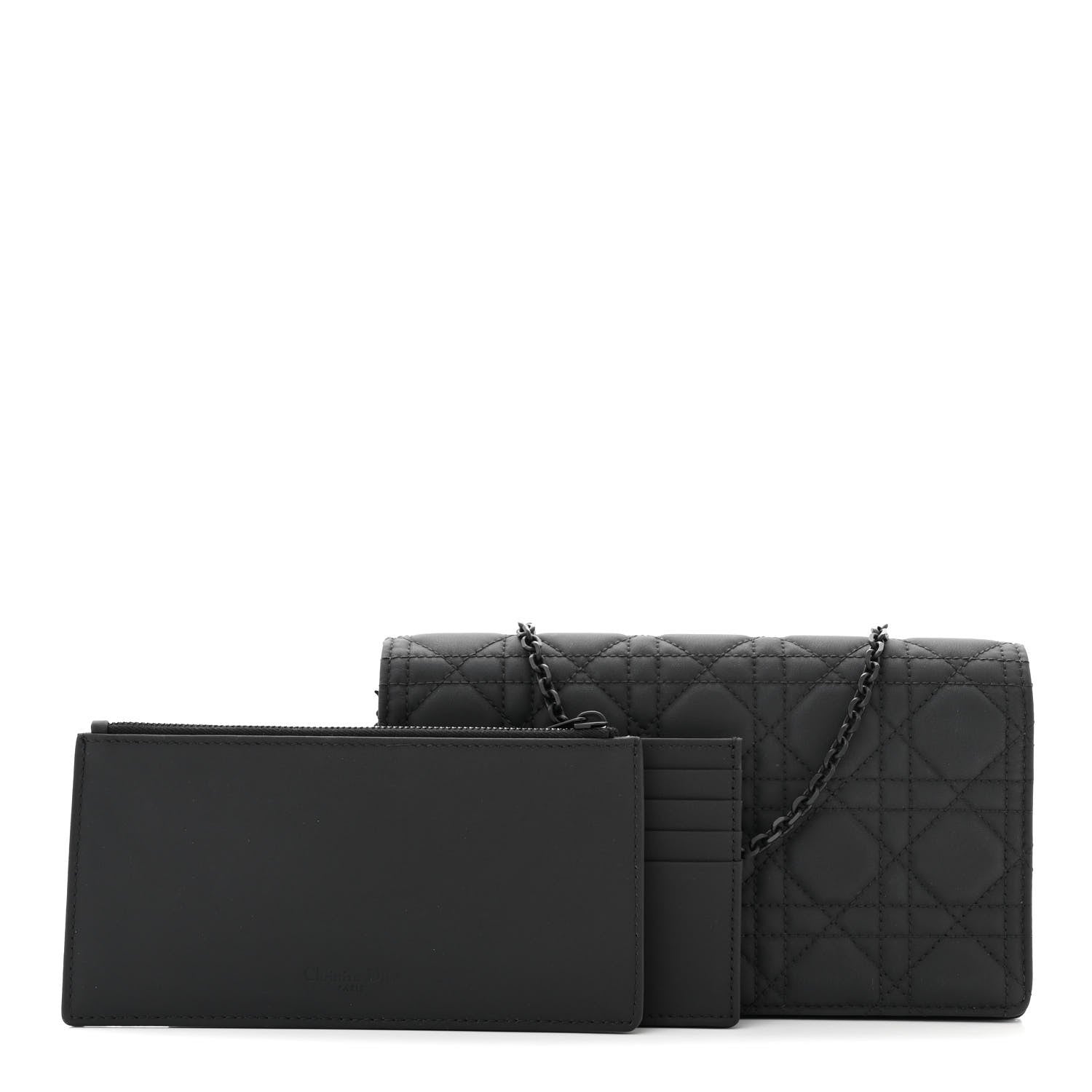 Christian Dior Ultra Matte Calfskin Cannage Lady Dior Clutch Black 3 of 13