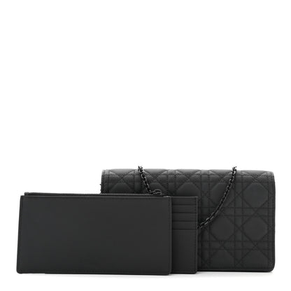 Christian Dior Ultra Matte Calfskin Cannage Lady Dior Clutch Black 3 of 13