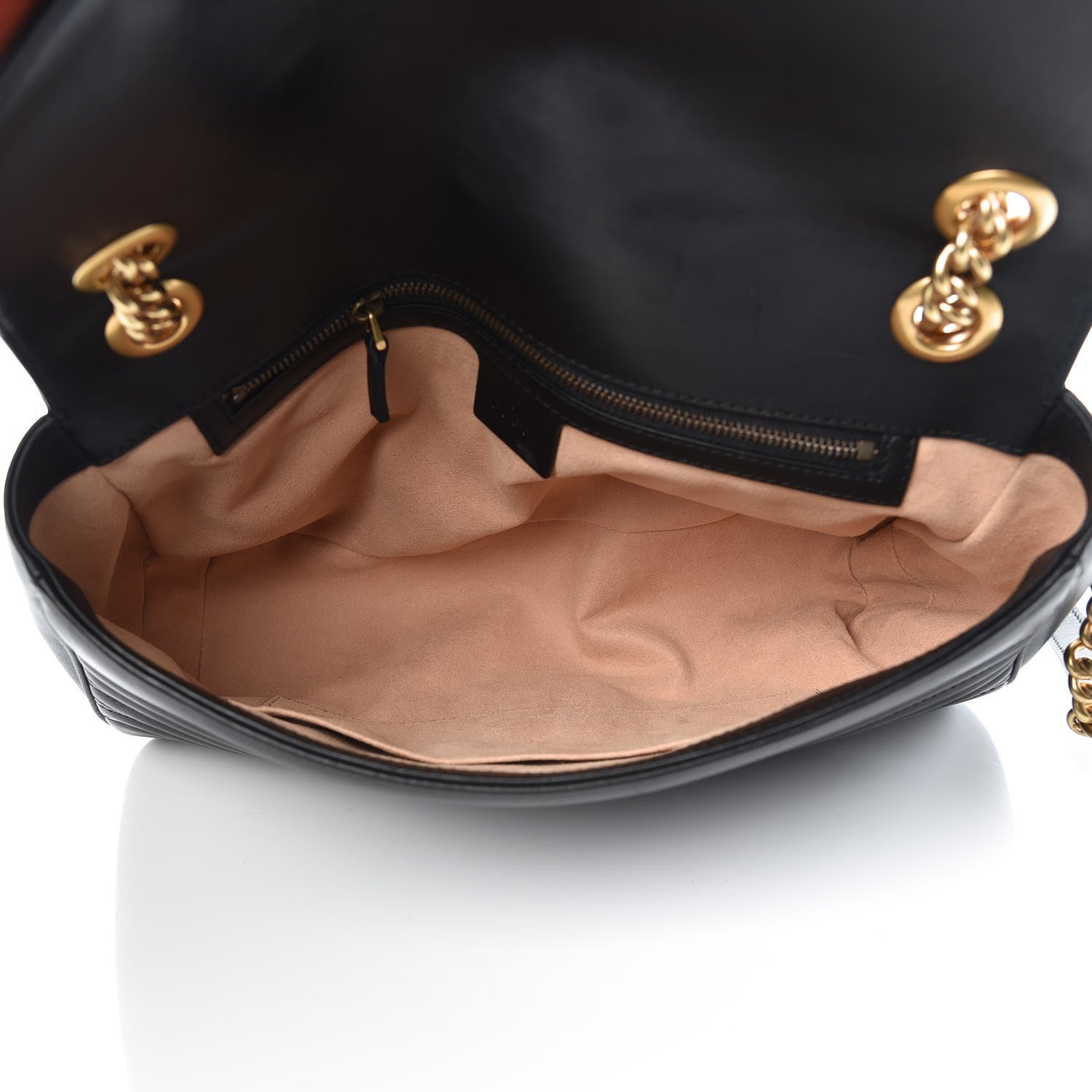 Gucci Calfskin Matelasse Medium GG Marmont Shoulder Bag Black 5 of 11