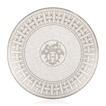 Hermes Porcelain Mosaique au 24 Platine Dessert Plate 8.3 1 of 5
