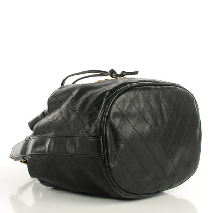 Chanel Lambskin Diamond Stitched CC Drawstring Shoulder Bag Black 4 of 7