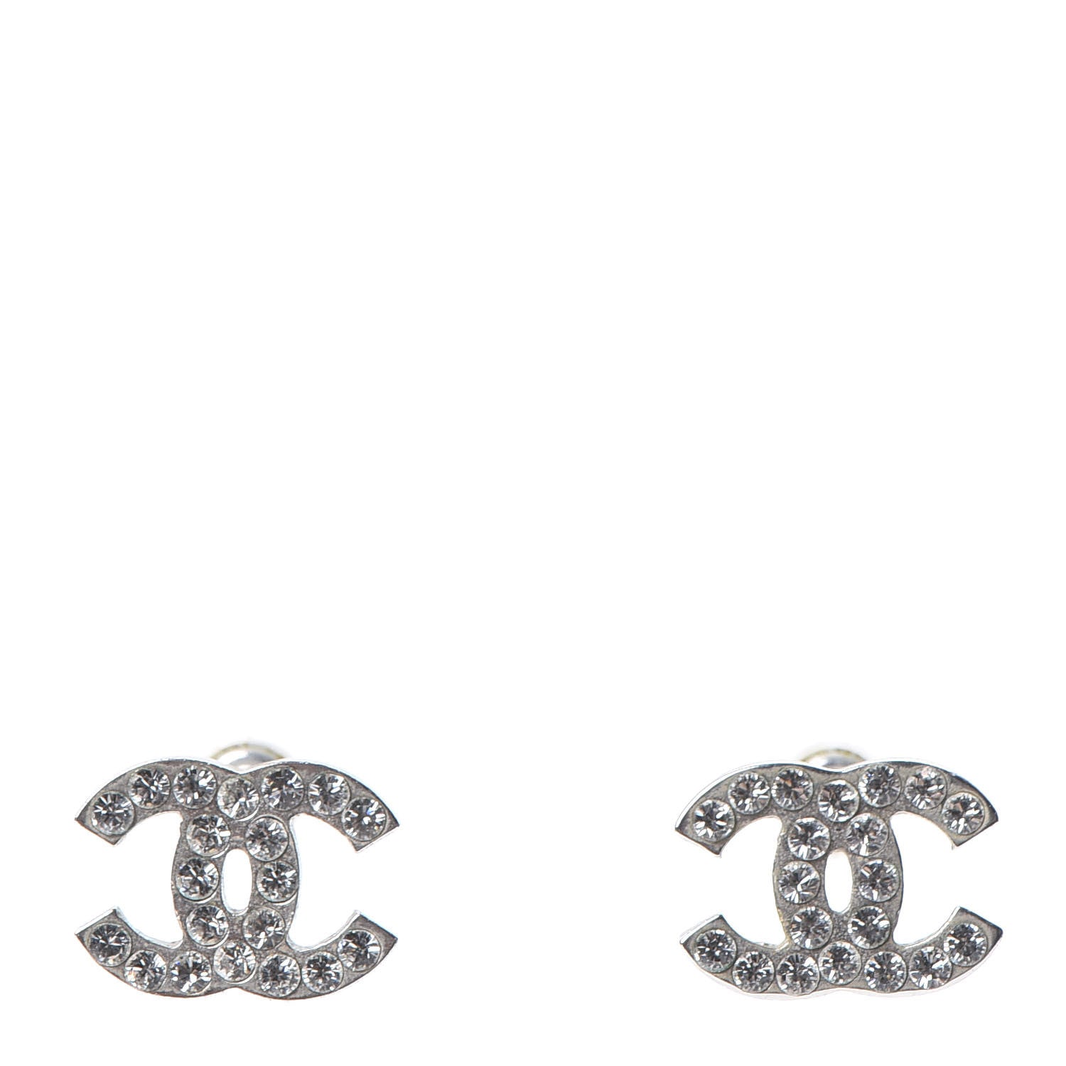 Chanel Crystal CC Earrings Silver 1 of 5