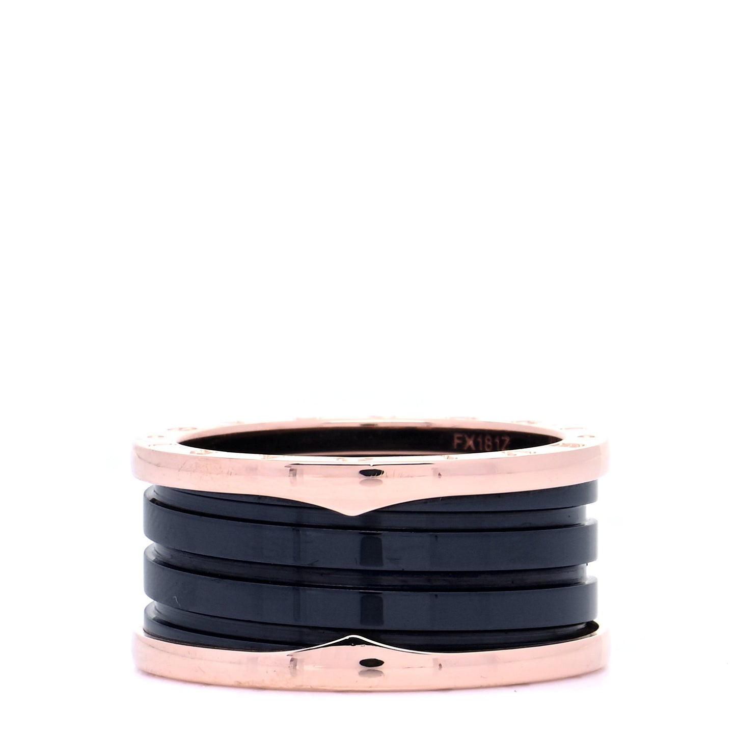 18K Rose Gold Black Ceramic B.Zero1 Four-Band Ring 64 10.75