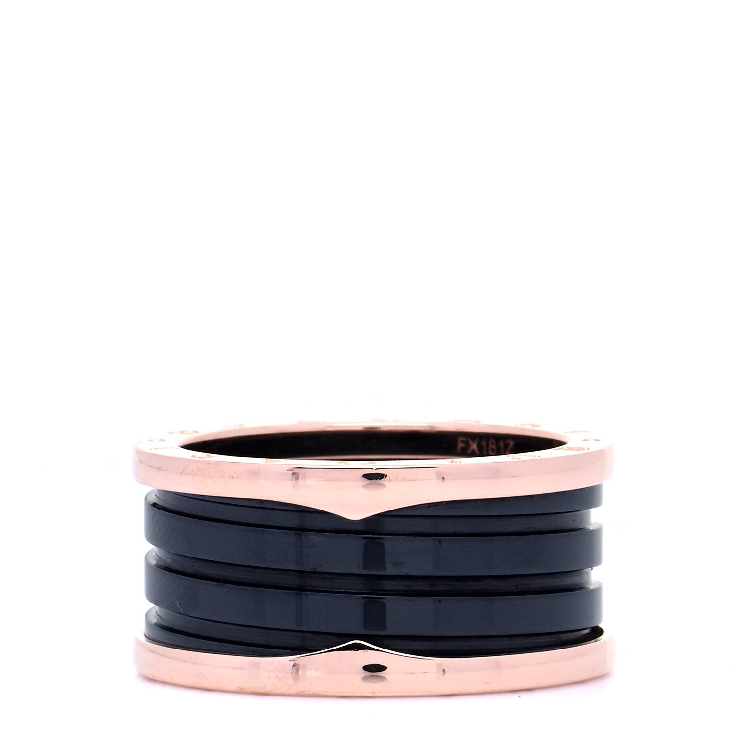 Bulgari 18K Rose Gold Black Ceramic B.Zero1 Four-Band Ring 64 10.75 1 of 5