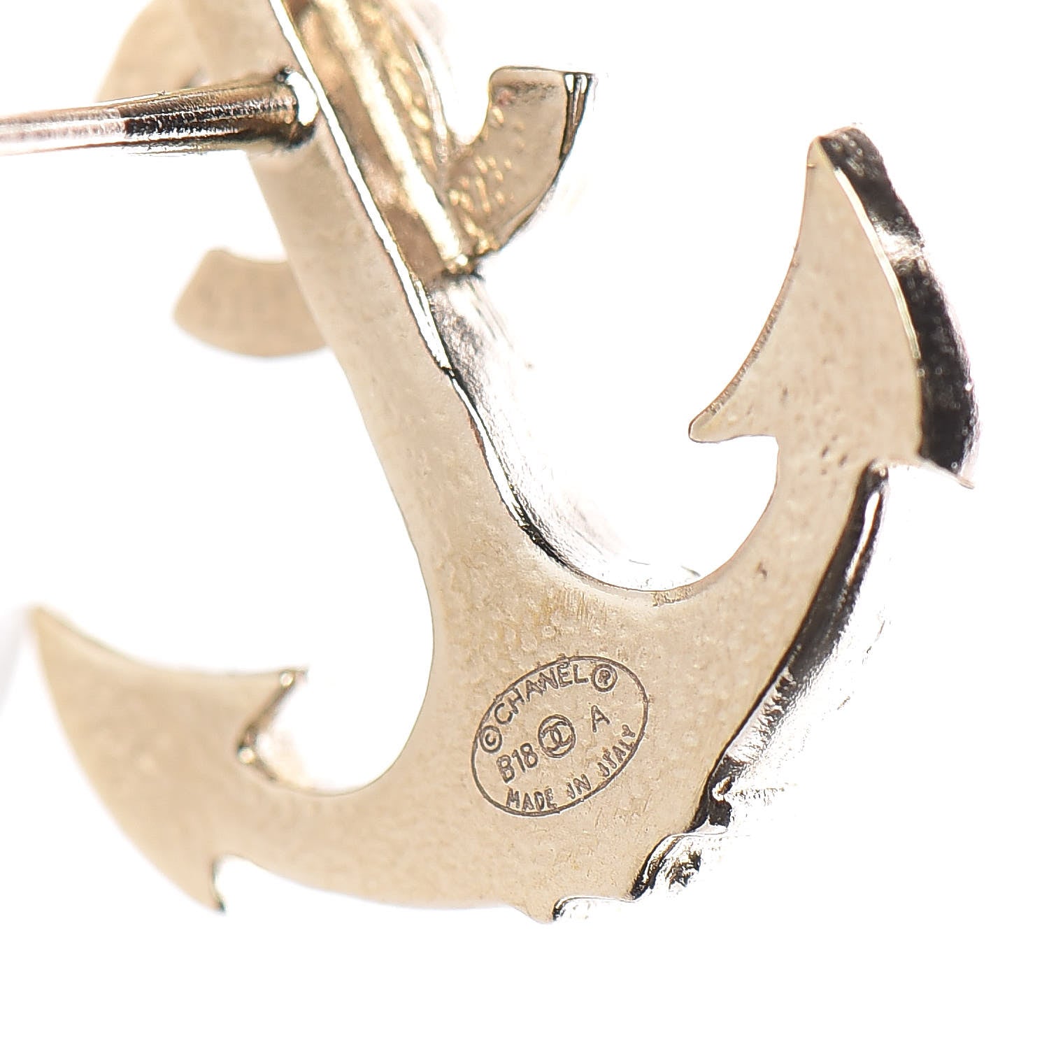 Chanel Crystal CC Anchor Earrings Gold Black Grey 4 of 5