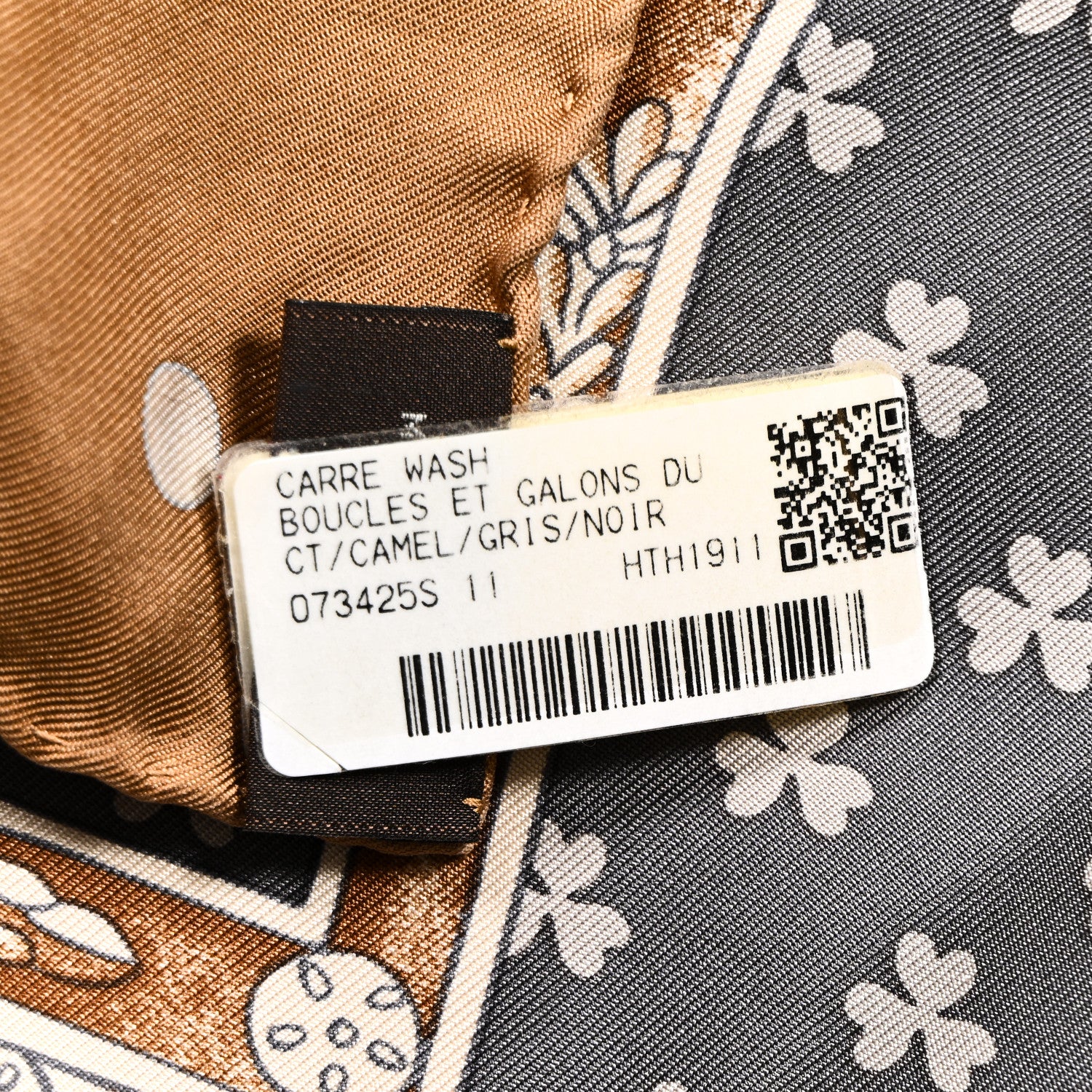 Hermes Silk Boucles Et Galons Du Tsar Scarf 90 Camel Black Gris 5 of 13