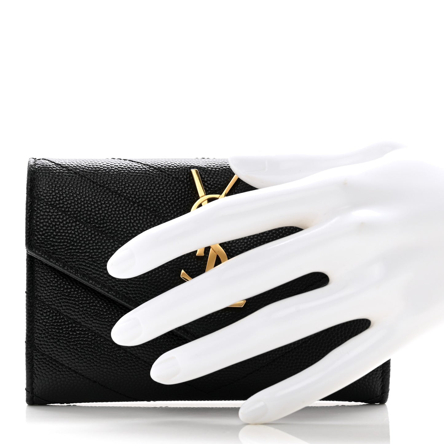 Grain De Poudre Matelasse Chevron Small Monogram Envelope Wallet Black