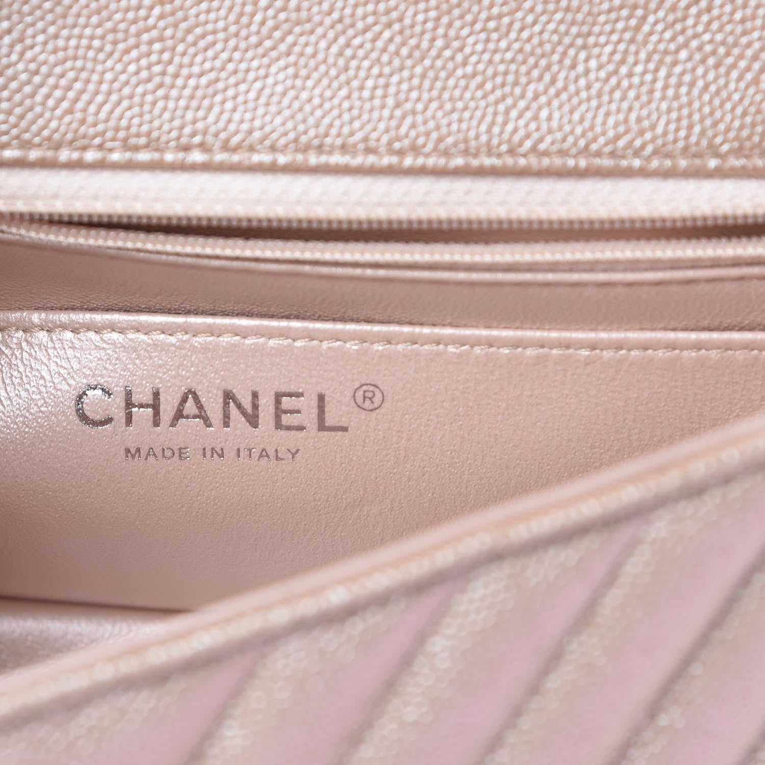 Chanel Iridescent Caviar Chevron Quilted Mini Rectangular Flap Light Gold 6 of 7