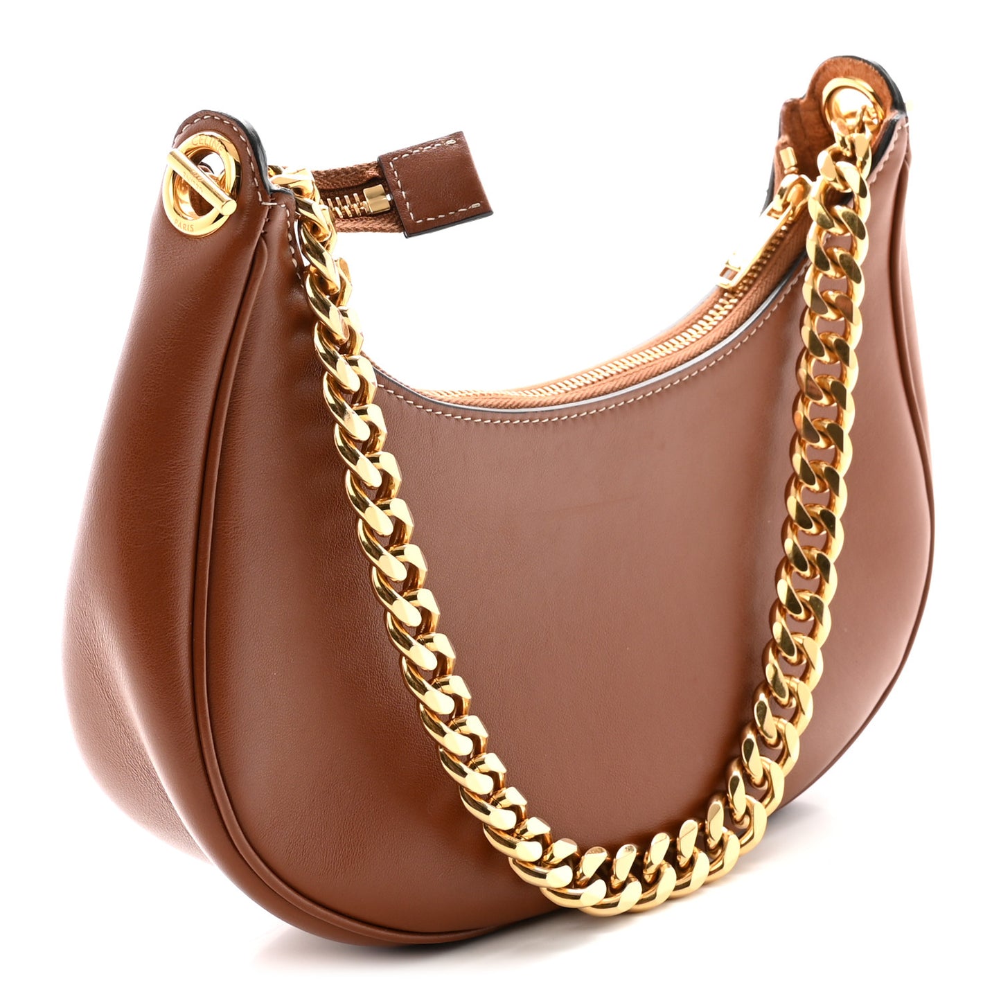Smooth Calfskin Medium Chain Strap Ava Shoulder Bag  Tan