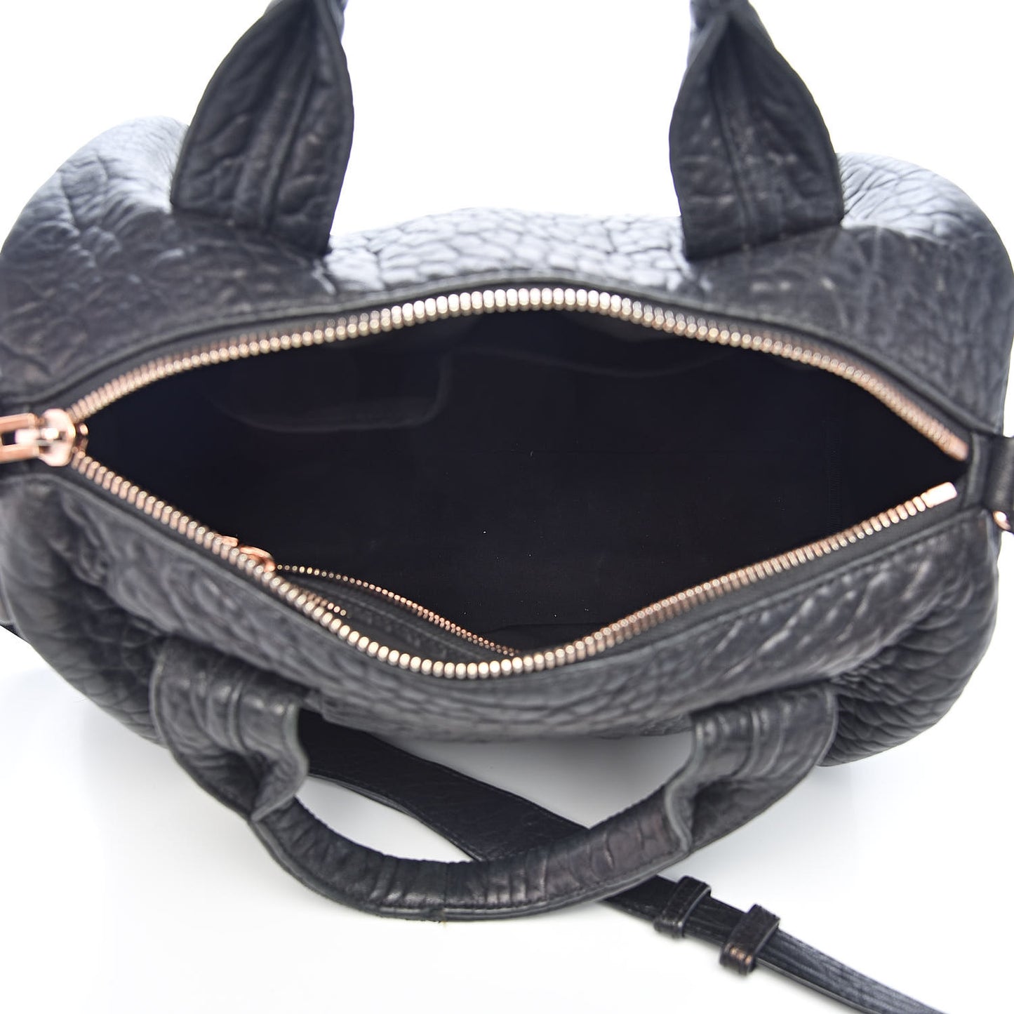 Pebbled Lambskin Rocco Black Rose Gold Hardware