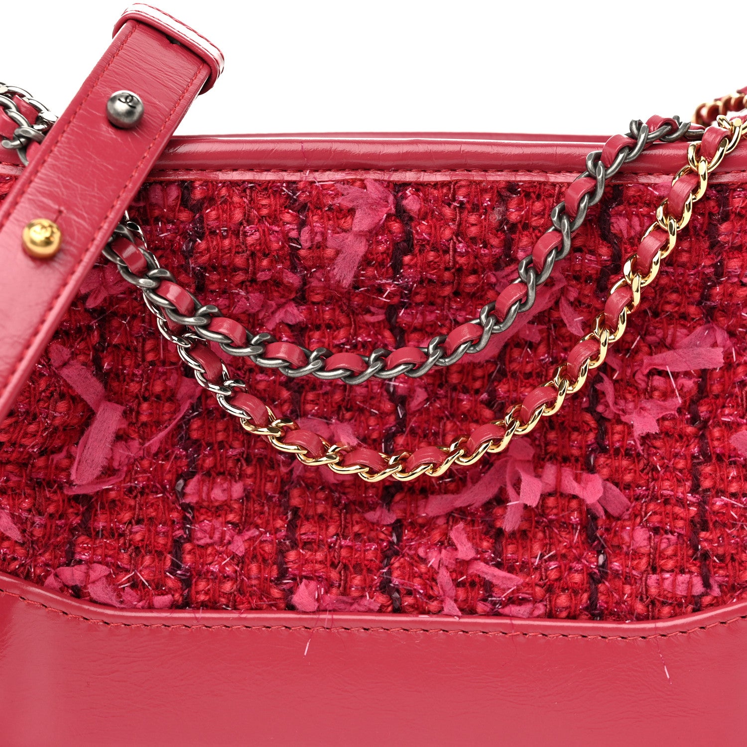 Chanel Tweed Calfskin Small Gabrielle Hobo Pink 8 of 11