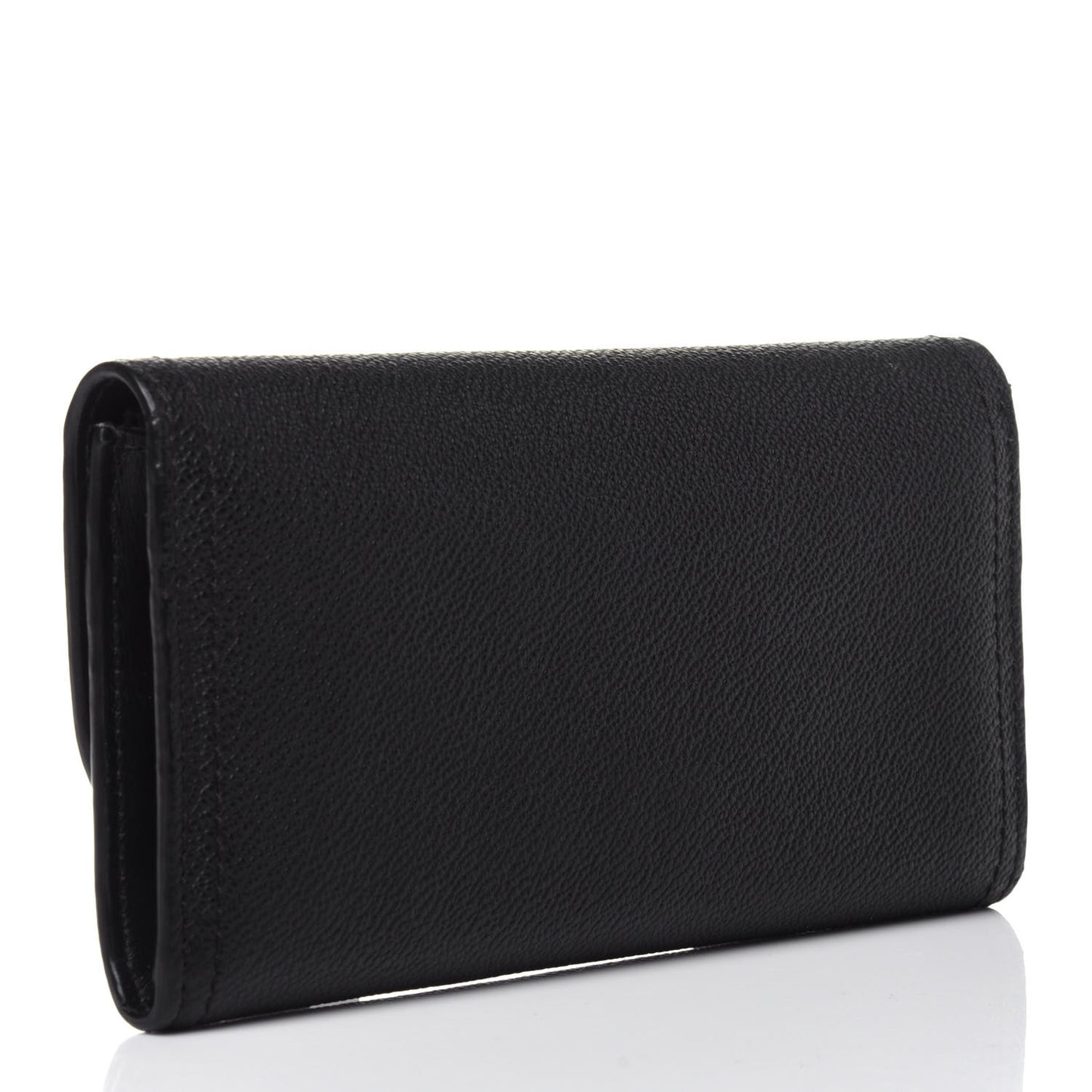 Grain Calfskin Continental Flap Wallet Black