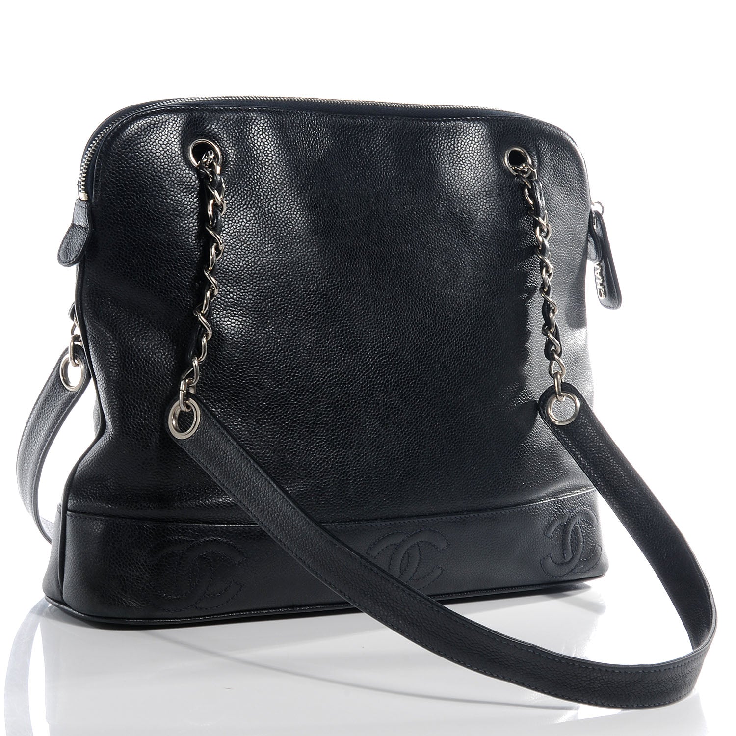Chanel Caviar CC Shoulder Bag Navy Blue 3 of 8