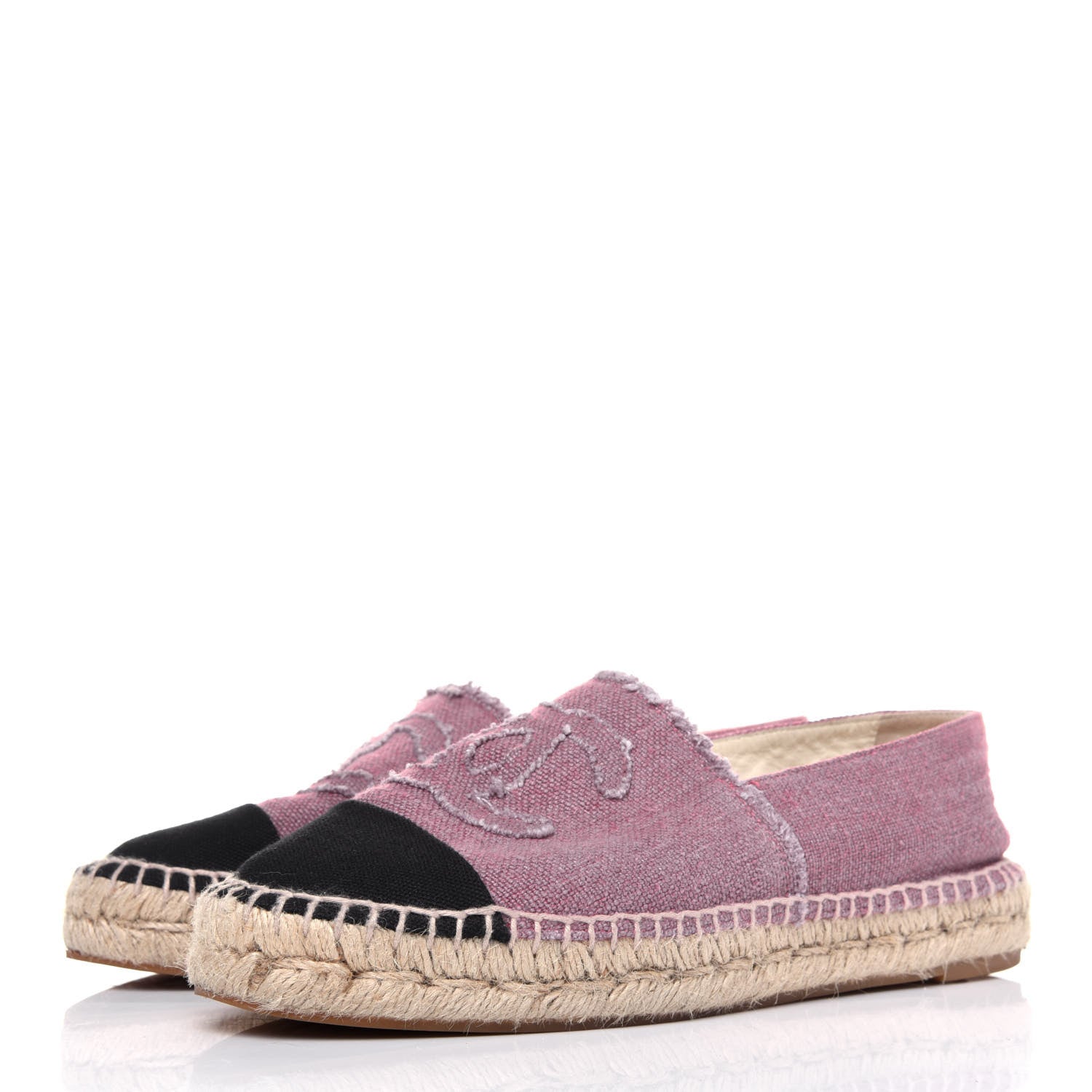 Chanel Linen CC Espadrilles 39 Pink Black 3 of 11