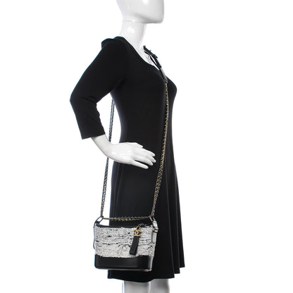 Chanel Sequin Wool Calfskin Small Gabrielle Hobo Black White 3 of 11