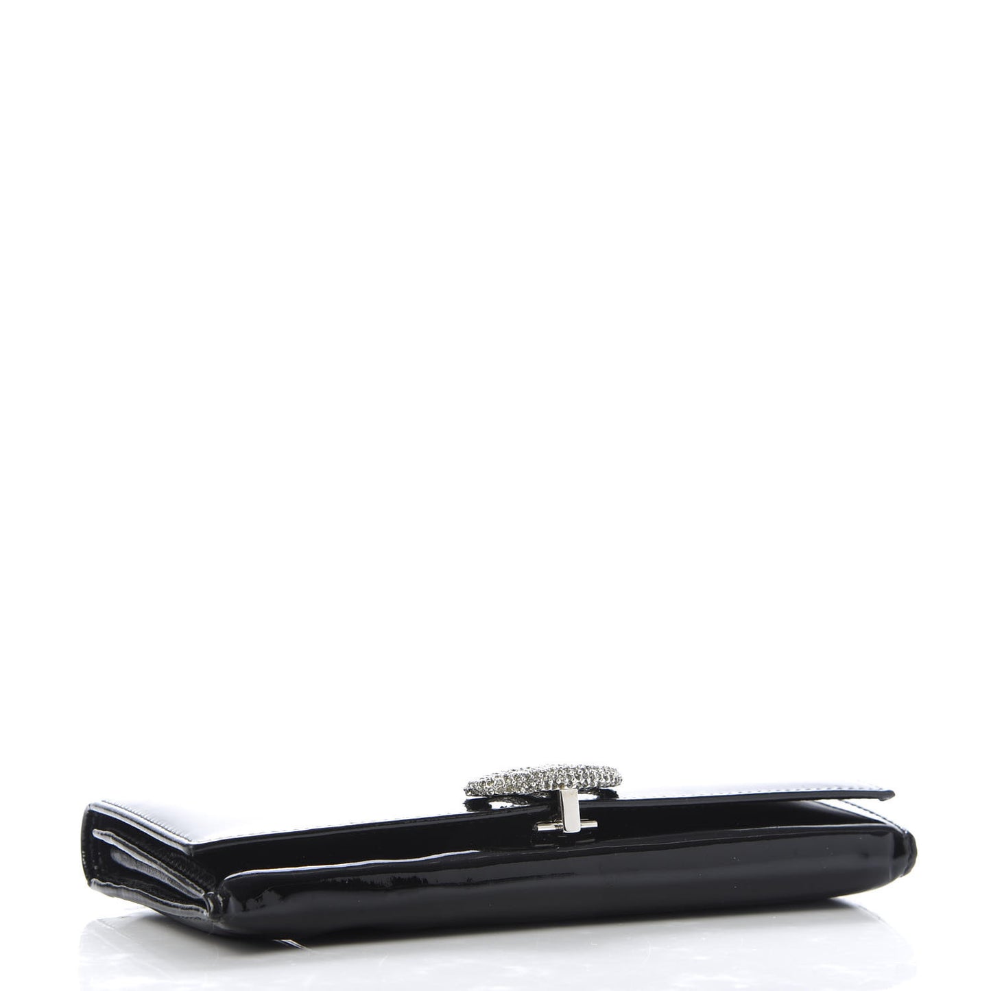 Patent Crystal Flap Wallet Black