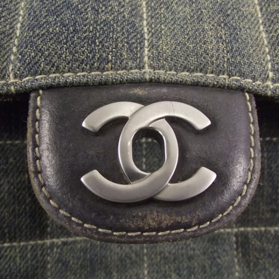 Denim Square Quilted Flap Bag
