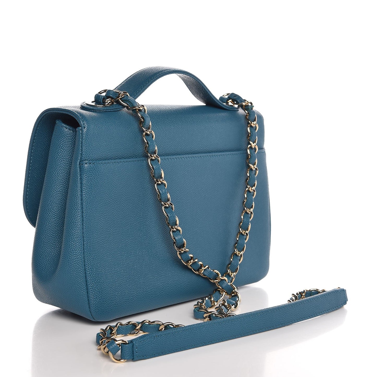 Caviar Quilted Small Business Affinity Flap Blue