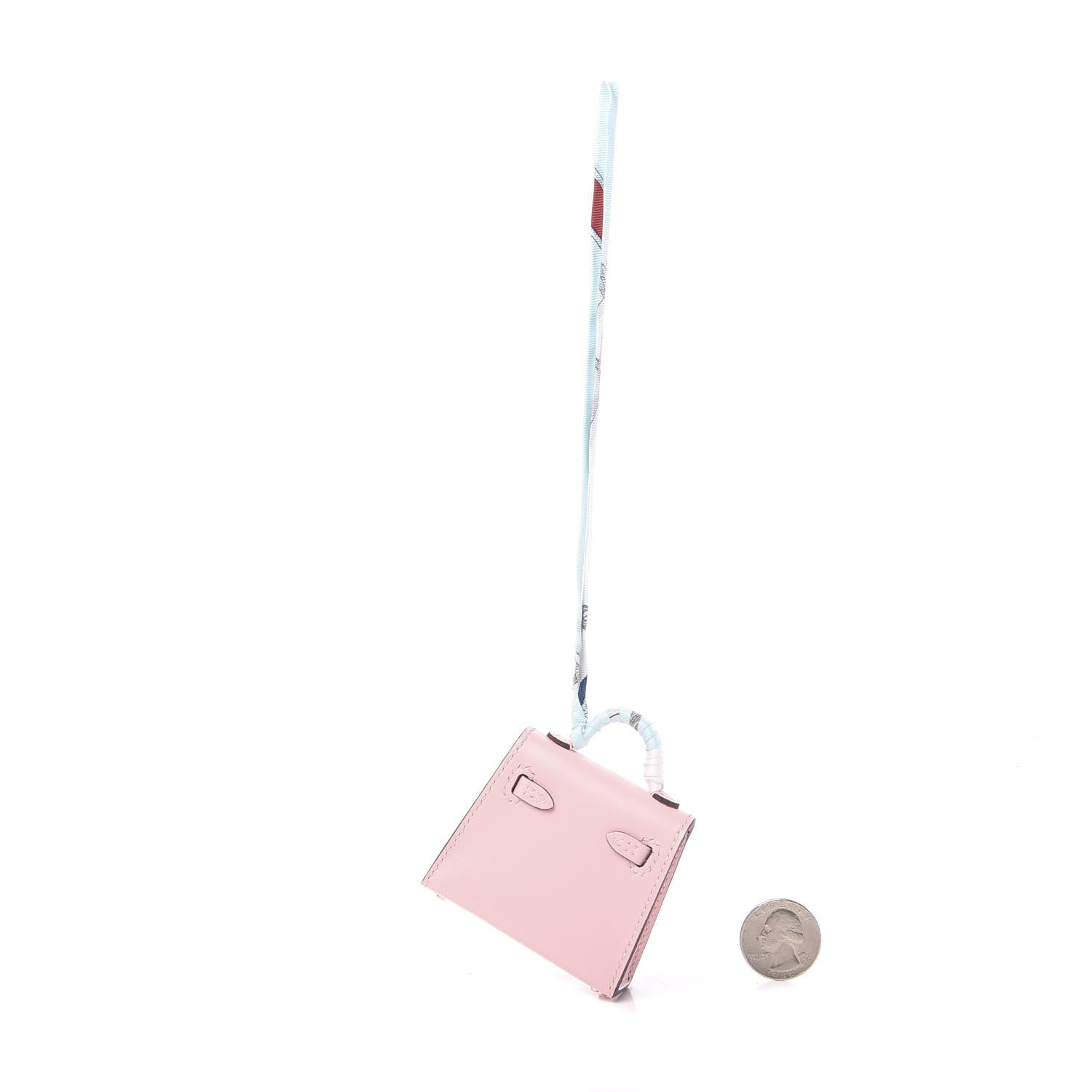 Hermes Tadelakt Mini Kelly Twilly Bag Charm Rose Sakura 2 of 3
