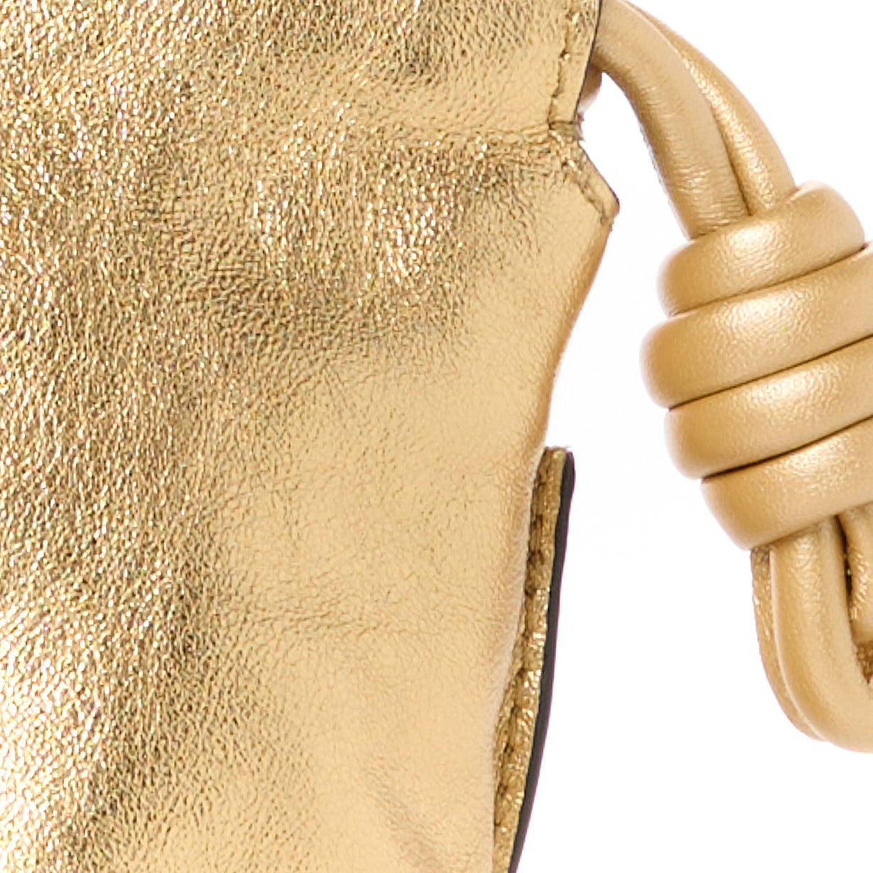 Metallic Calfskin Mini Chain Flamenco Knot Clutch Gold