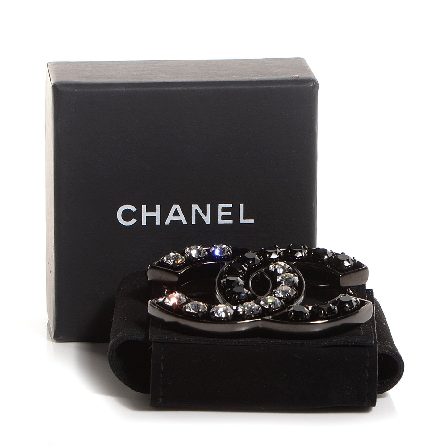 Crystal CC Brooch Black