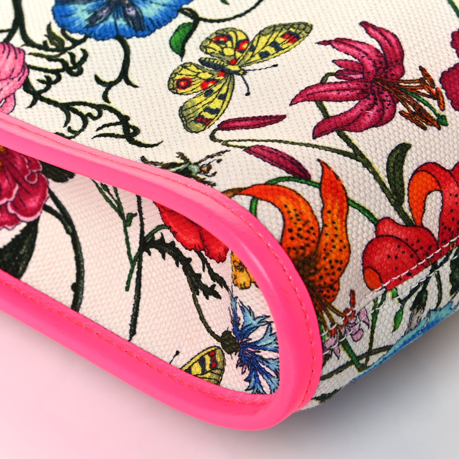 Gucci Canvas Flora Large Rajah Chain Tote White Multicolor Fuxia Fluo 10 of 13