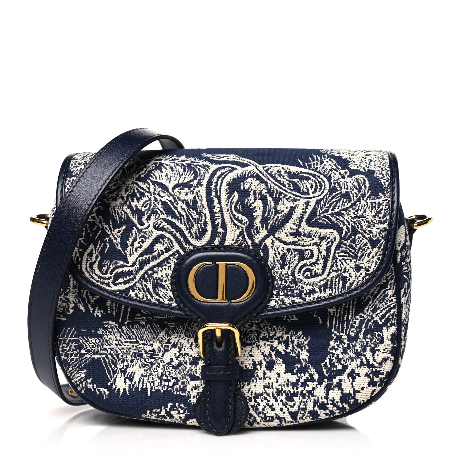 Christian Dior Canvas Toile de Jouy Reverse Embroidered Medium Bobby Flap Blue 1 of 9