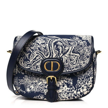 Christian Dior Canvas Toile de Jouy Reverse Embroidered Medium Bobby Flap Blue 1 of 9
