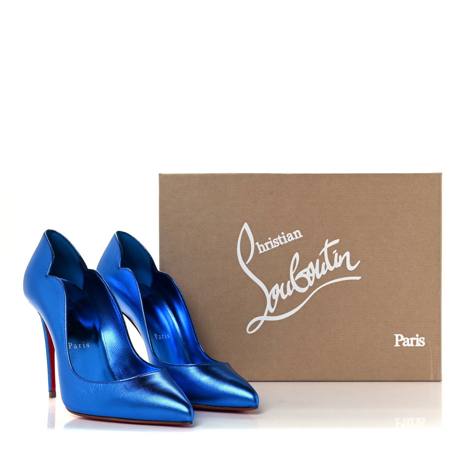 Christian Louboutin Metallic Patent Hot Chick 100 Pumps 35.5 Blue 10 of 10