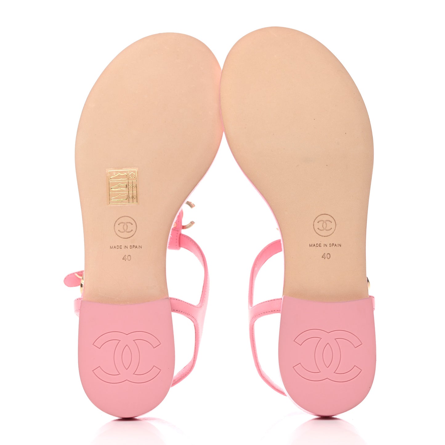 Lambskin CC Logo Thong Sandals 40 Pink