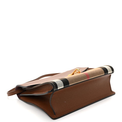 Burberry Derby Calfskin House Check Small Macken Crossbody Bag Tan 4 of 10