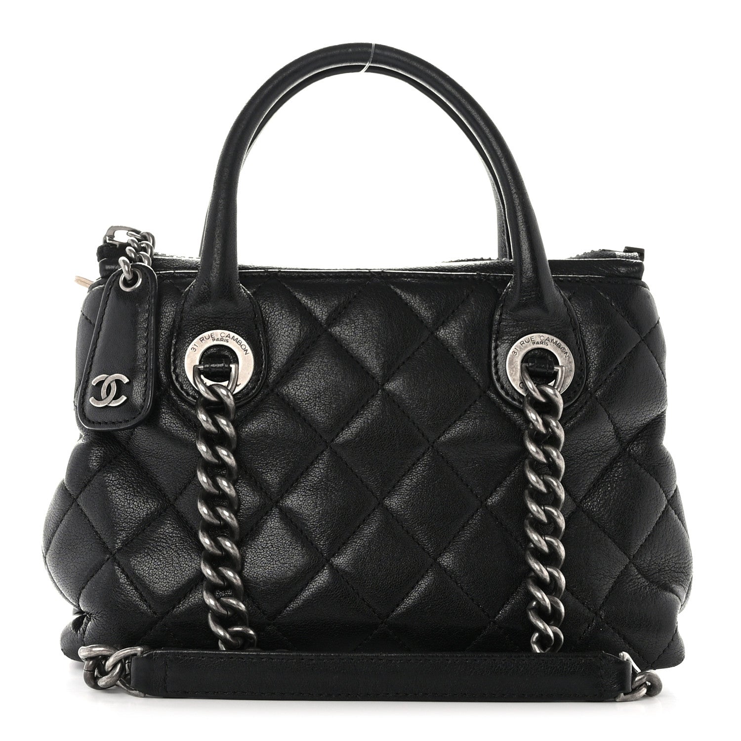 Chanel Shiny Sheepskin Quilted Small Shopping Tote Black 1 of 13