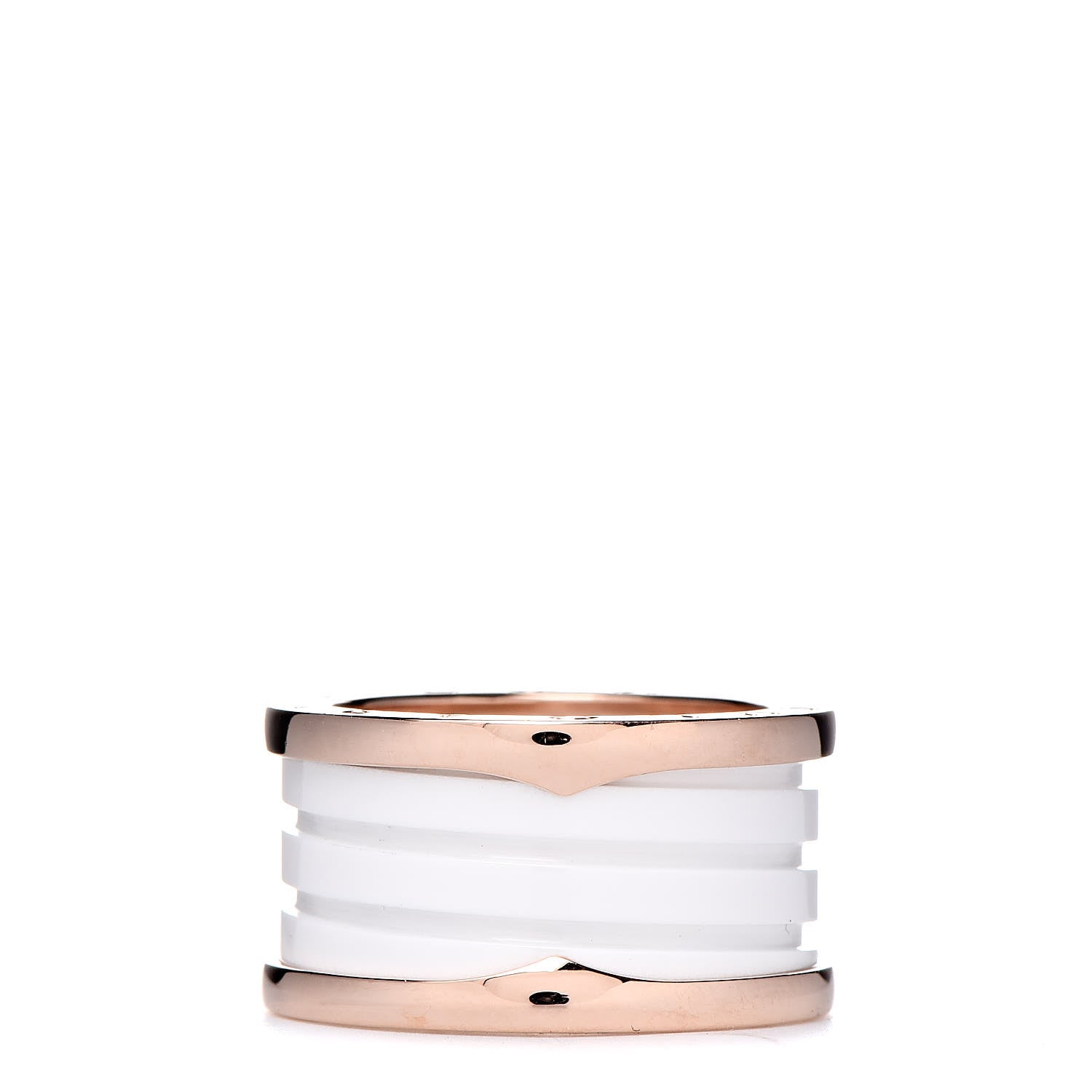 Bulgari 18K Rose Gold White Ceramic B.Zero1 Four-Band Ring 54 6.75 1 of 5