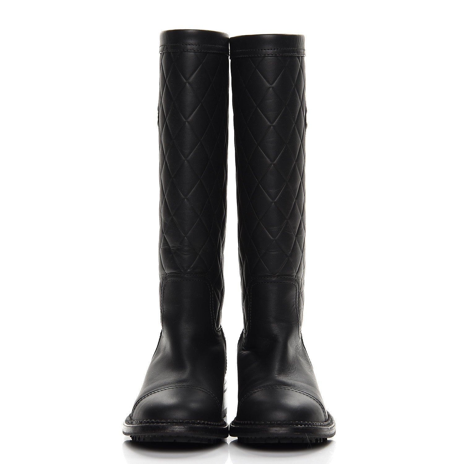 Chanel Calfskin Quilted Riding Boots 35.5 Black 3 of 9
